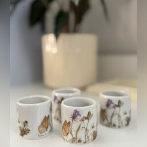 Vintage Enesco Ceramic Floral Napkin Rings Set of 4